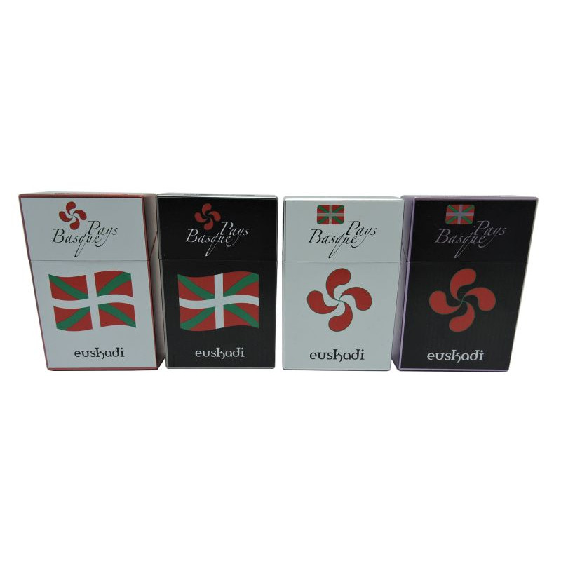 Boite paquet 20 cigarettes 85mm plastique métallisés décors Basque