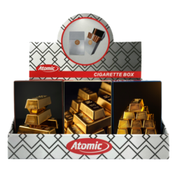 Boite étui paquet 20 cig 85mm plastique décors Lingots d'or 12/240