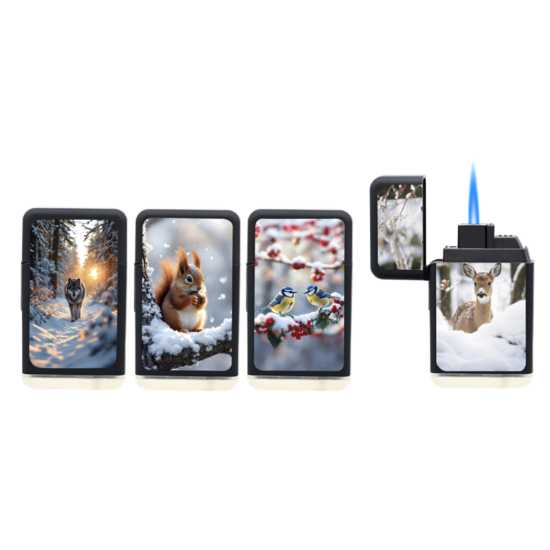 Briquet Atomic Gilijet jet flamme noir Animaux en hiver 20/400