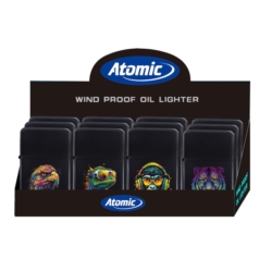 Briquet Atomic essence métal noir décors Animaux laser