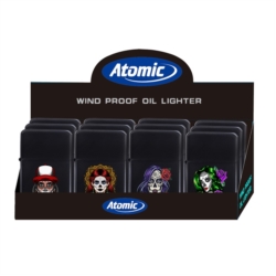 Briquet Atomic essence métal noir décors La Catrina