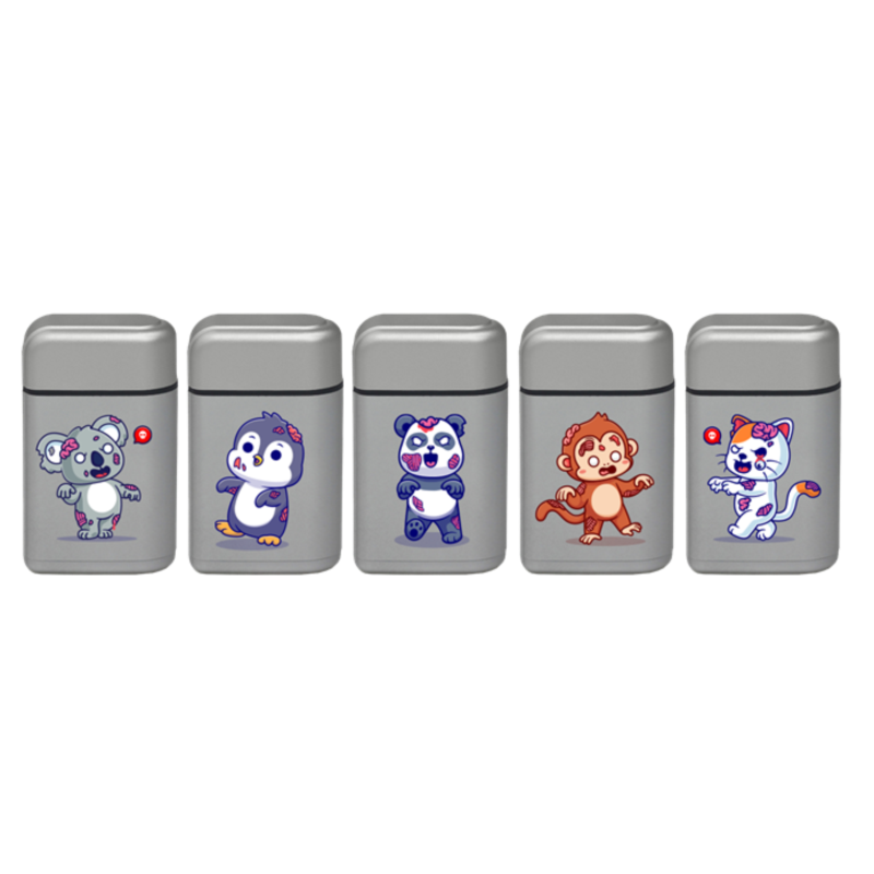 Briquet Atomic jetflamme gomme gris décors Animaux zombies 25/500