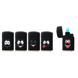 Briquet Atomic double jet flamme gomme noir Mood 25/500