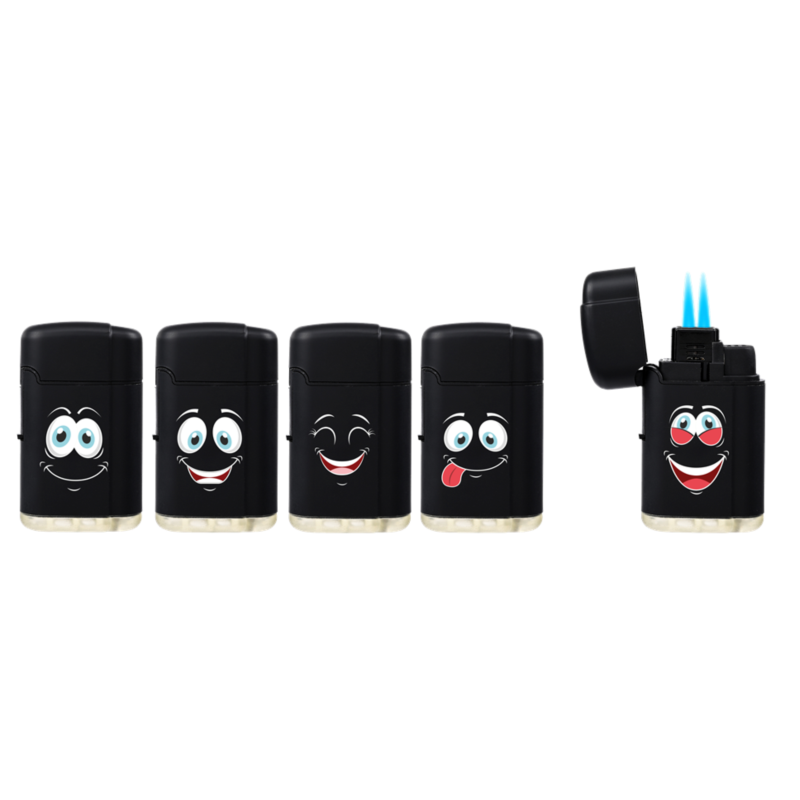 Briquet Atomic double jet flamme gomme noir Mood 25/500