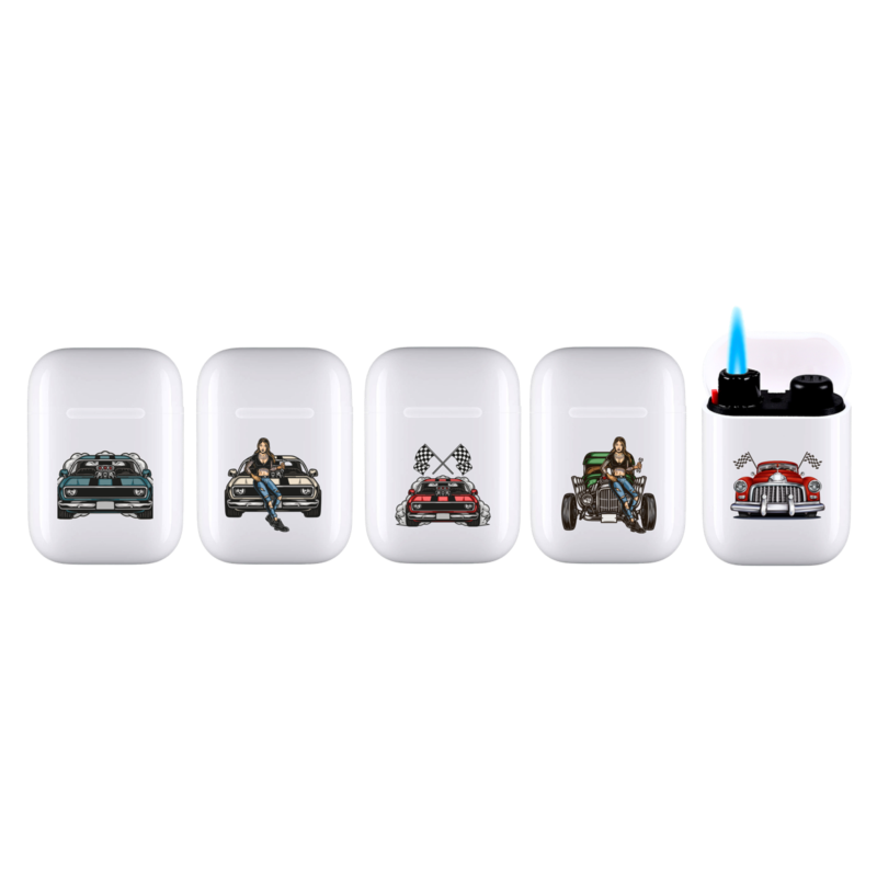 Briquet Atomic Jet Pod jet flamme blanc décors Voitures