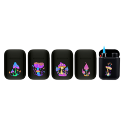 Briquet Atomic Jet Pod jet flamme noir rubber décors Champignons