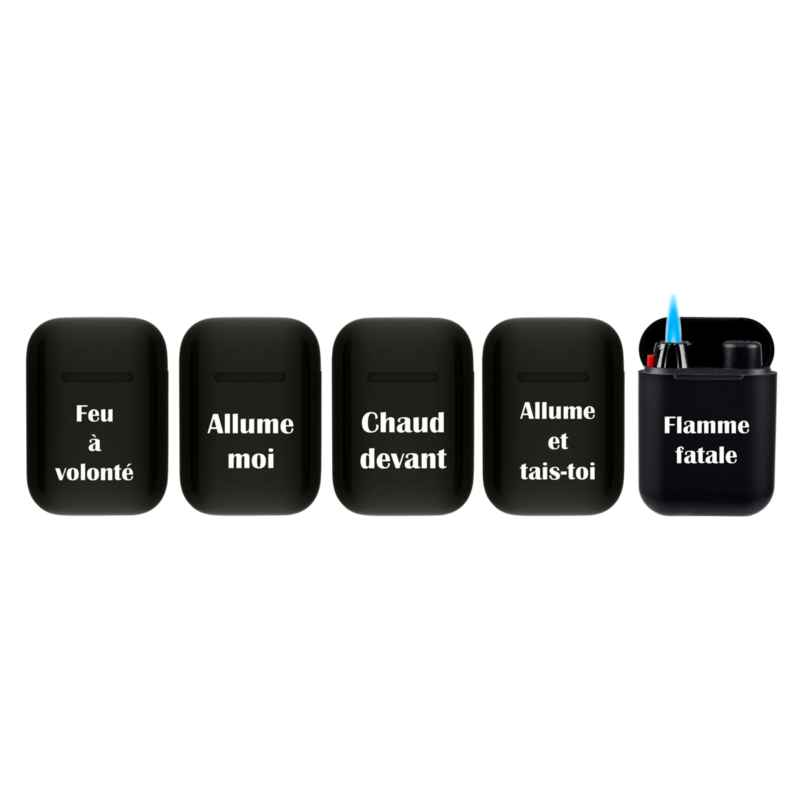 Briquet Atomic Jet Pod jet flamme noir rubber décors Expressions