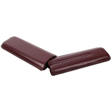 Etui pour 2 cigares double Corona 19.4x1.94 cm cuir marron