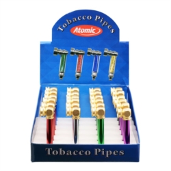 Pipe à tabac alu et laiton 6 coloris assortis 24/240