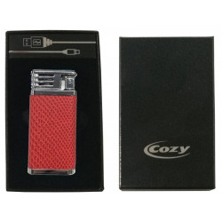 Briquet Cozy X arc électrique rechargeable USB chromé/ rouge 5/50