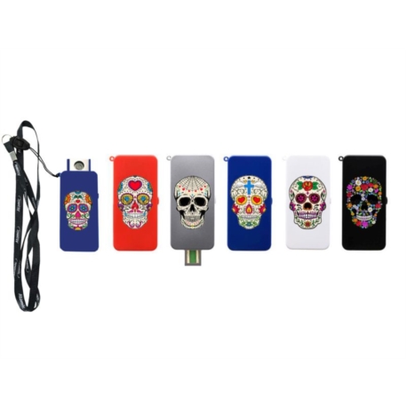 Briquet Atomic rechargeable USB métallisé décors Catrina 13/260