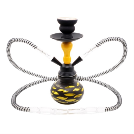 Narguilé 25 cm 2 tubes Malaga jaune 1/24