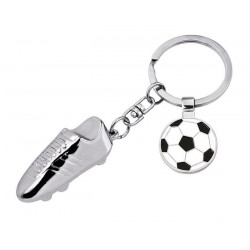 Porte clés métal chromé Basket et ballon de Foot 100x35x18 mm