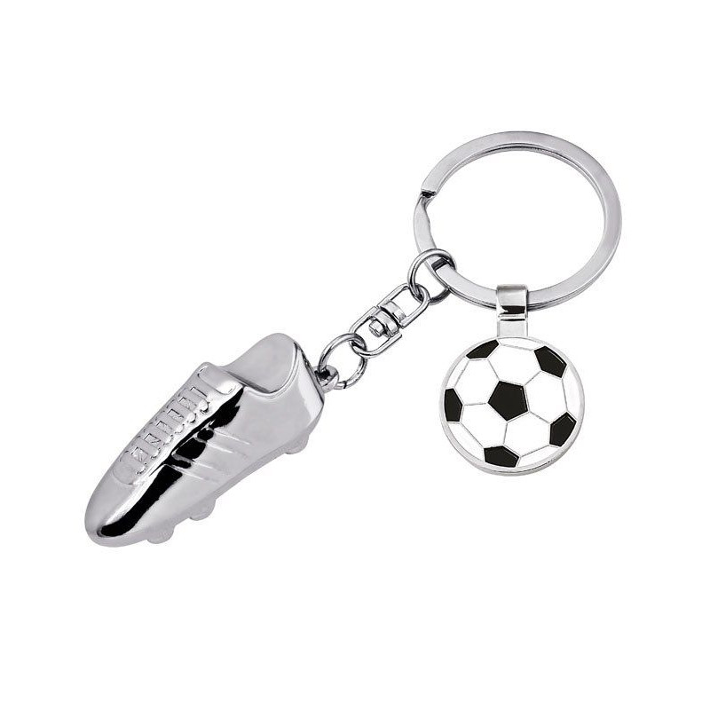 Porte clés métal chromé Basket et ballon de Foot 100x35x18 mm