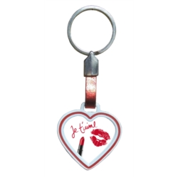 Porte clés coeur émaillé/paillettes doming décors Love